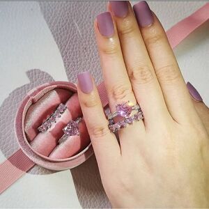 COPY - Heart Zircon Double Band Ring For Anniversary Gift Jewelry